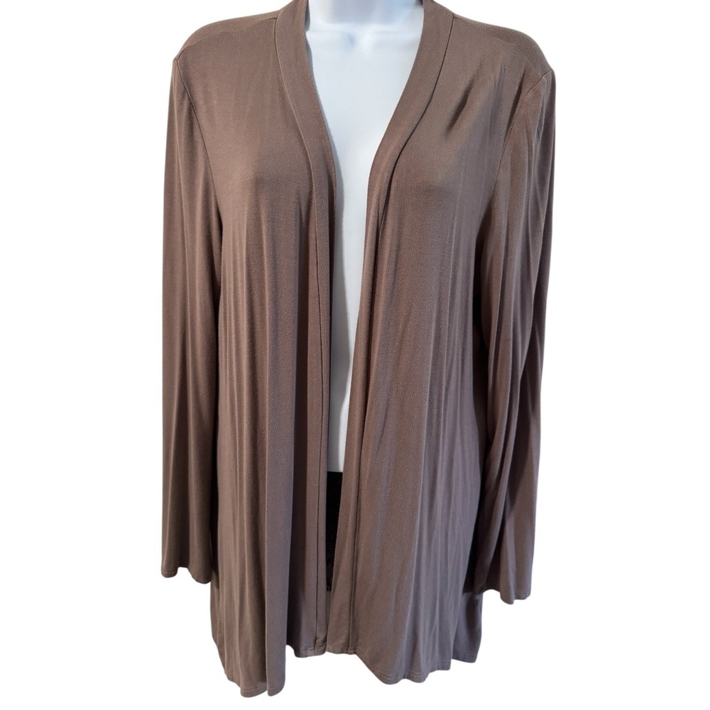 Apt 9 Cardigan Women XL Taupe Excellent Open Front Lace Back Casual Chic - Picture 2 of 4